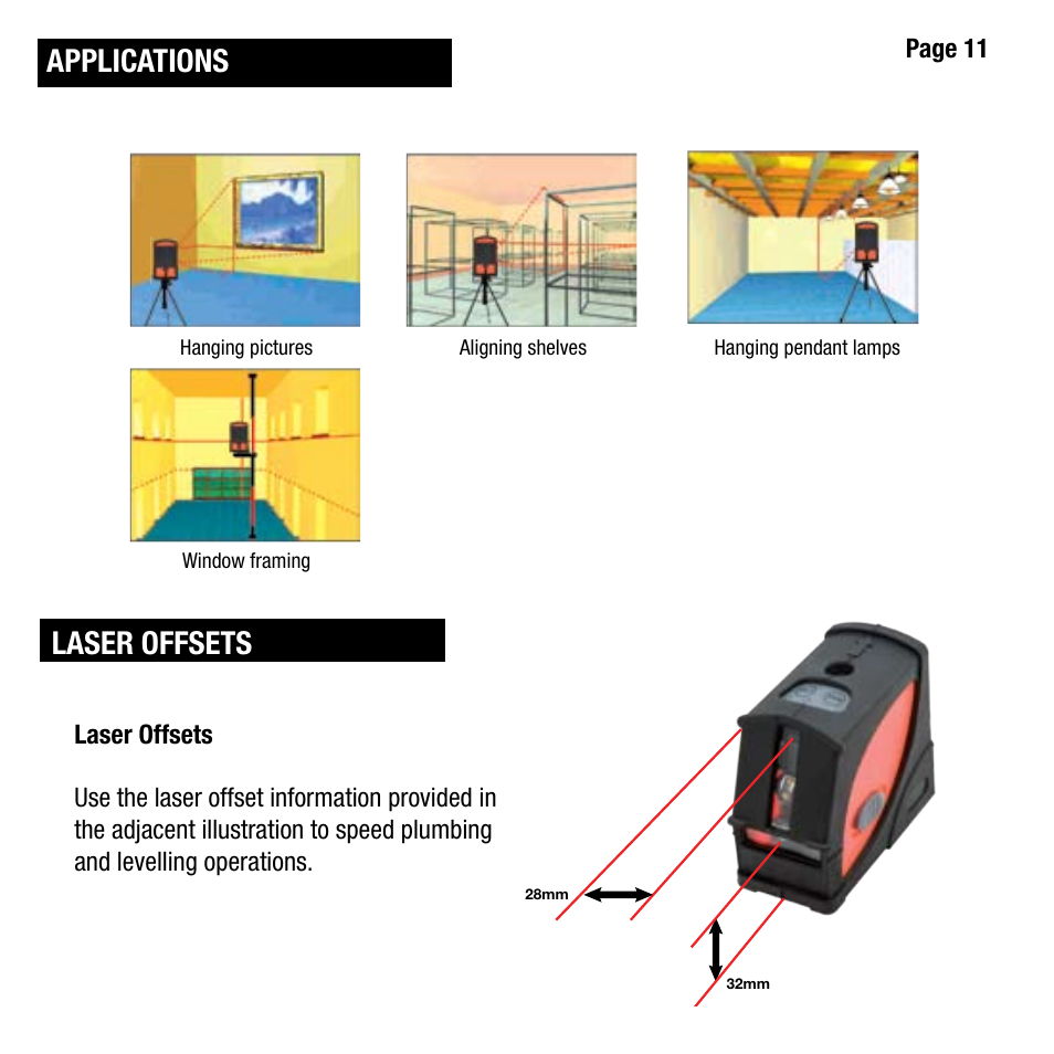 Applications, Laser offsets | Cooper Hand Tools LUFKIN LCL4 User Manual | Page 11 / 17