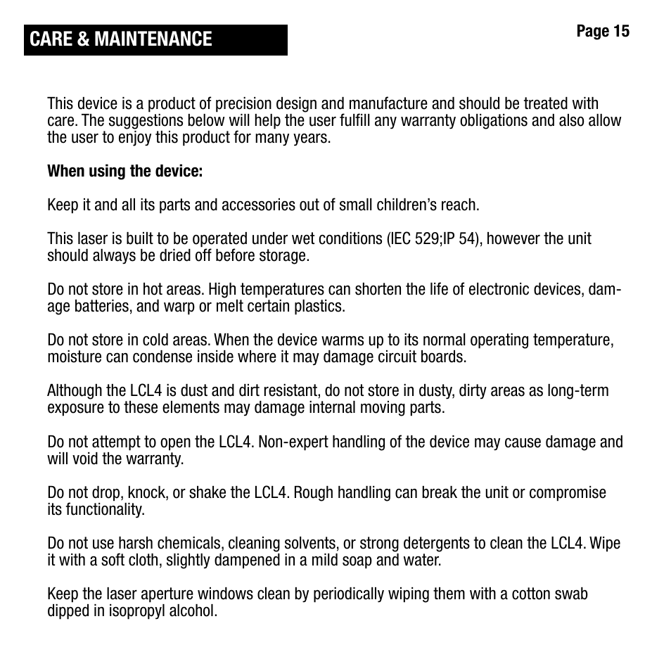 Care & maintenance | Cooper Hand Tools LUFKIN LCL4 User Manual | Page 15 / 17
