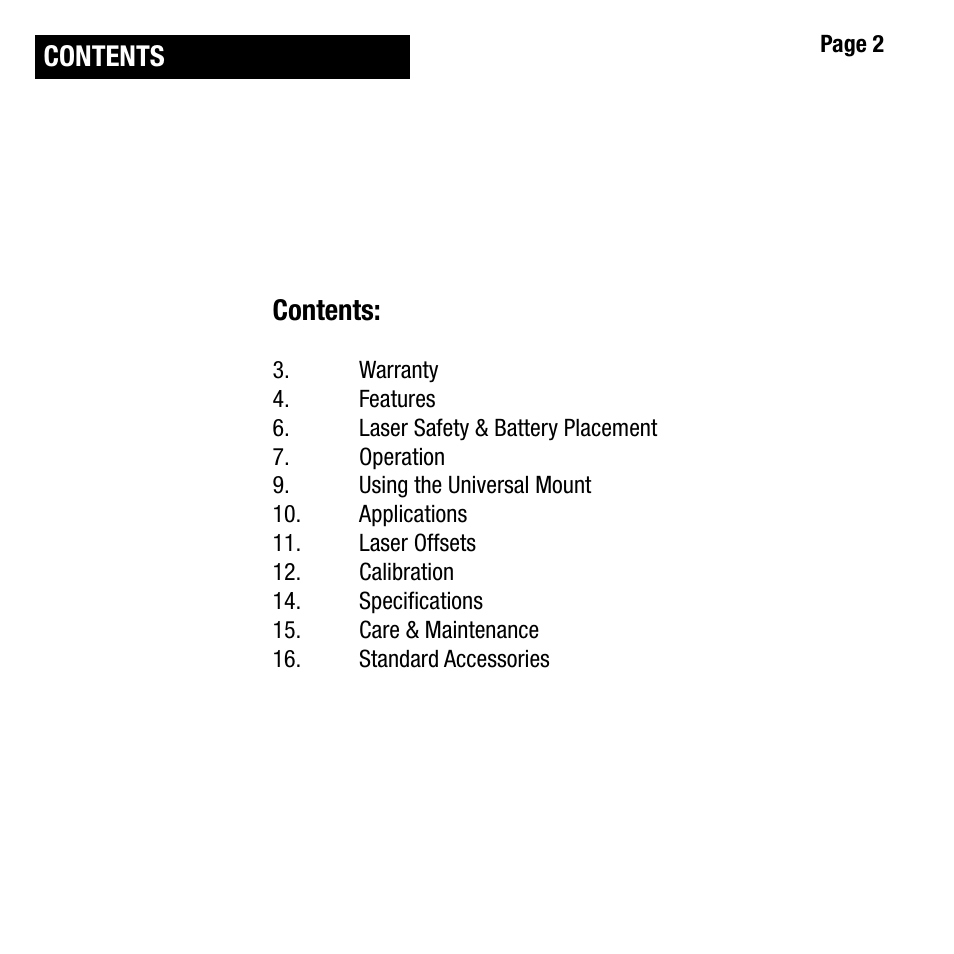 Contents contents | Cooper Hand Tools LUFKIN LCL4 User Manual | Page 2 / 17