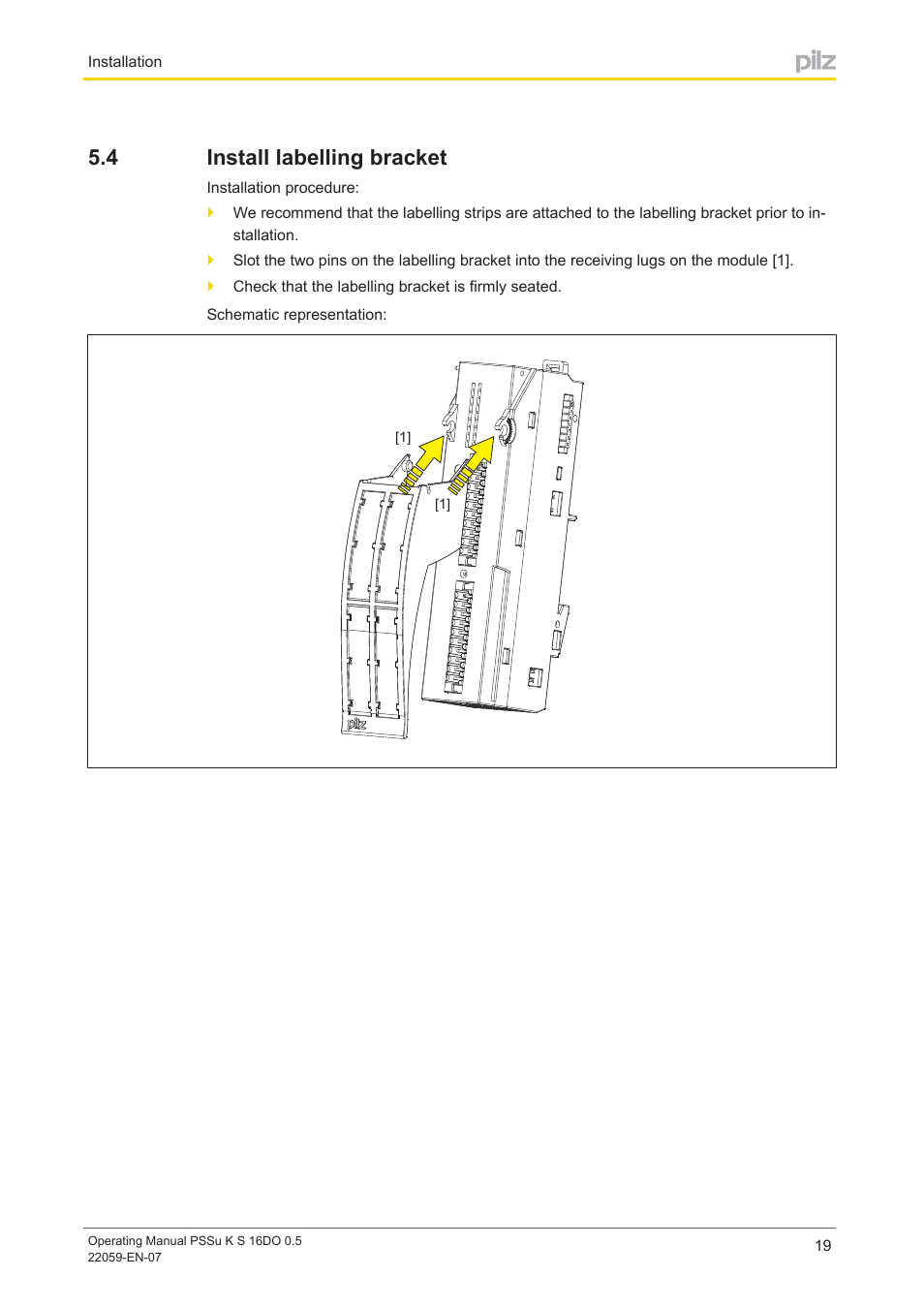 4 install labelling bracket, Install labelling bracket | Pilz PSSu K S 16DO 0.5 User Manual | Page 19 / 31
