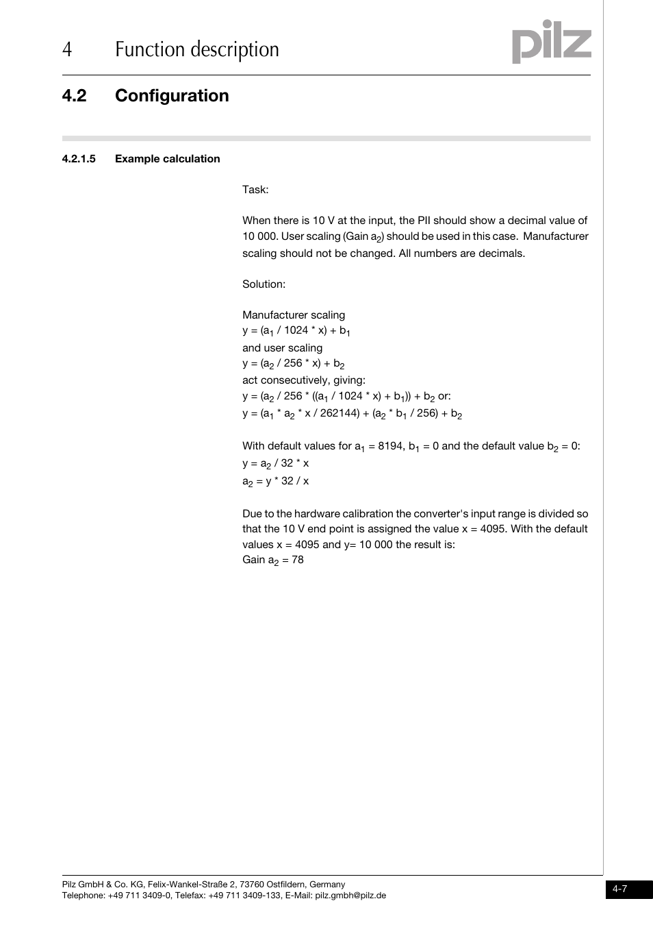 Example calculation, 4function description, 2 configuration | Pilz PSSu E S 4AI U User Manual | Page 23 / 53