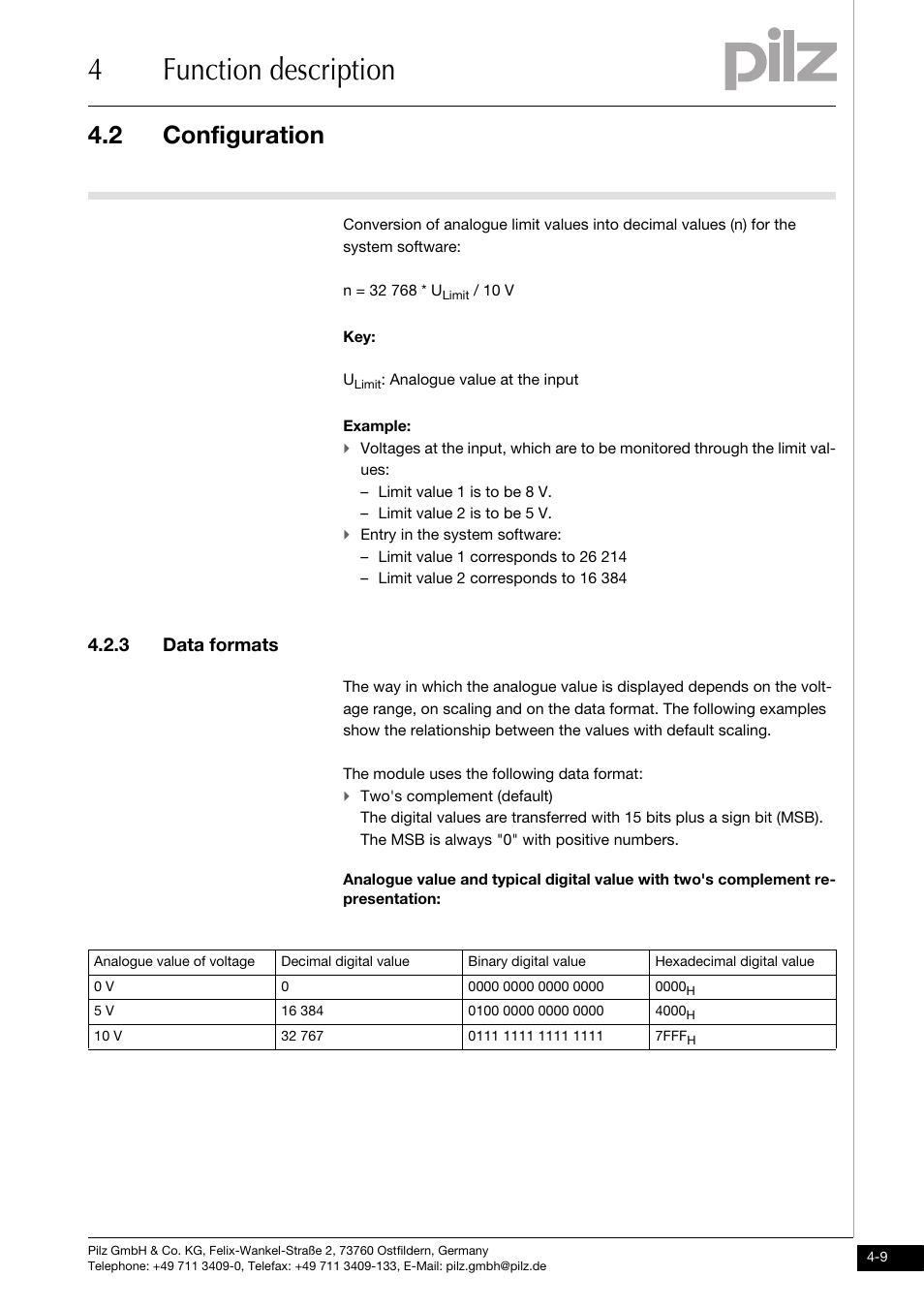 Data formats, 4function description, 2 configuration | 3 data formats | Pilz PSSu E S 4AI U User Manual | Page 25 / 53