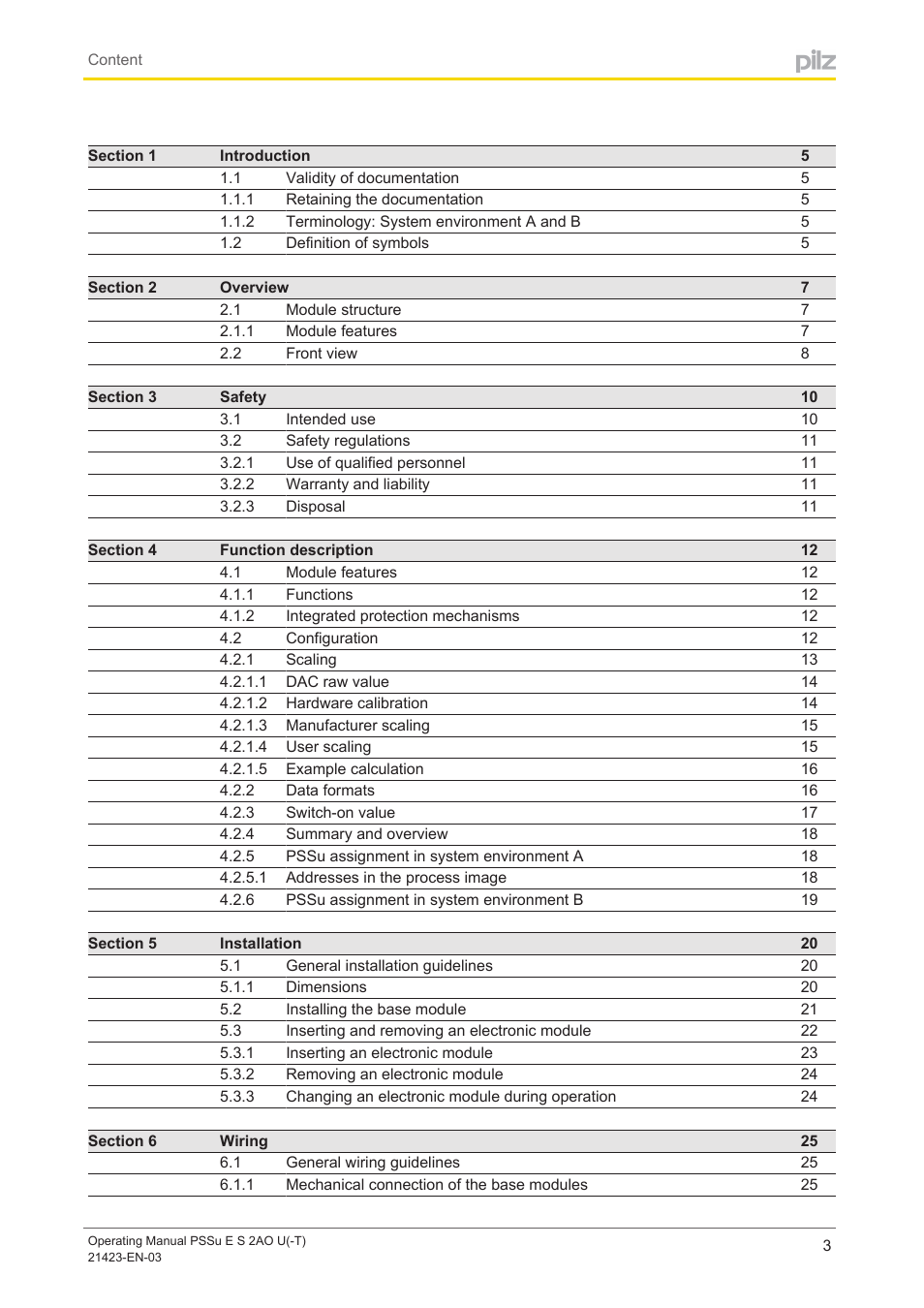 Pilz PSSu E S 2AO U User Manual | Page 3 / 36