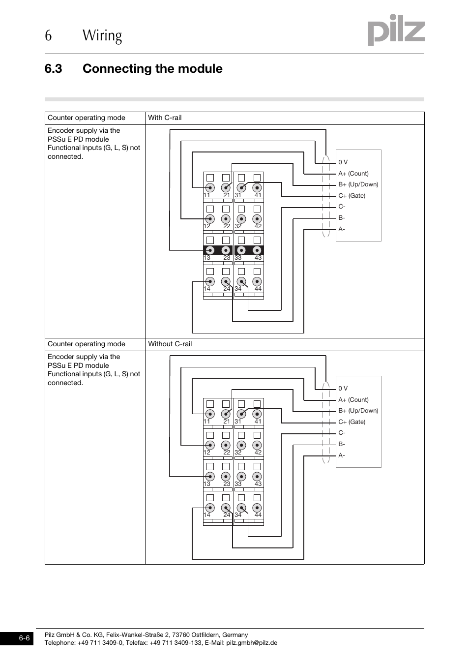 6wiring, 3 connecting the module | Pilz PSSu E S INC User Manual | Page 40 / 49