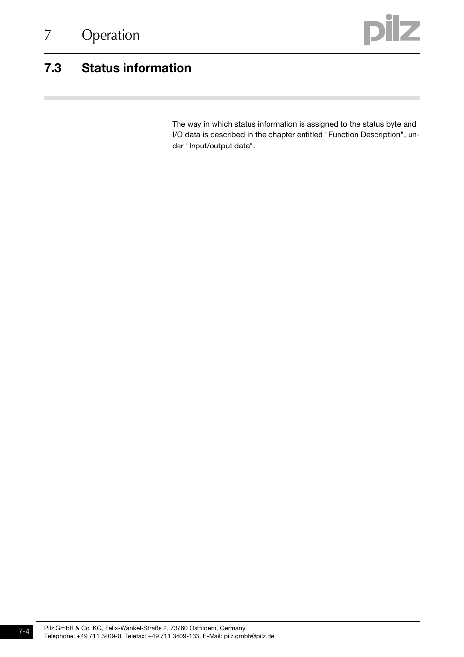 Status information, 7operation, 3 status information | Pilz PSSu E S INC User Manual | Page 44 / 49