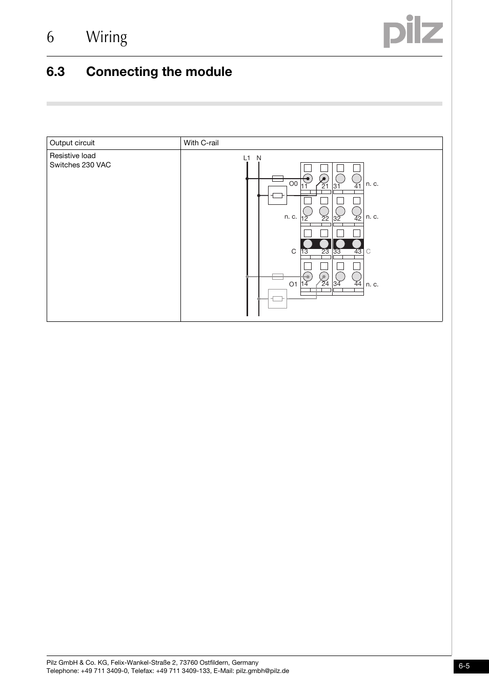 Connecting the module, 6wiring, 3 connecting the module | Pilz PSSu E S 2DOR 10 User Manual | Page 30 / 38