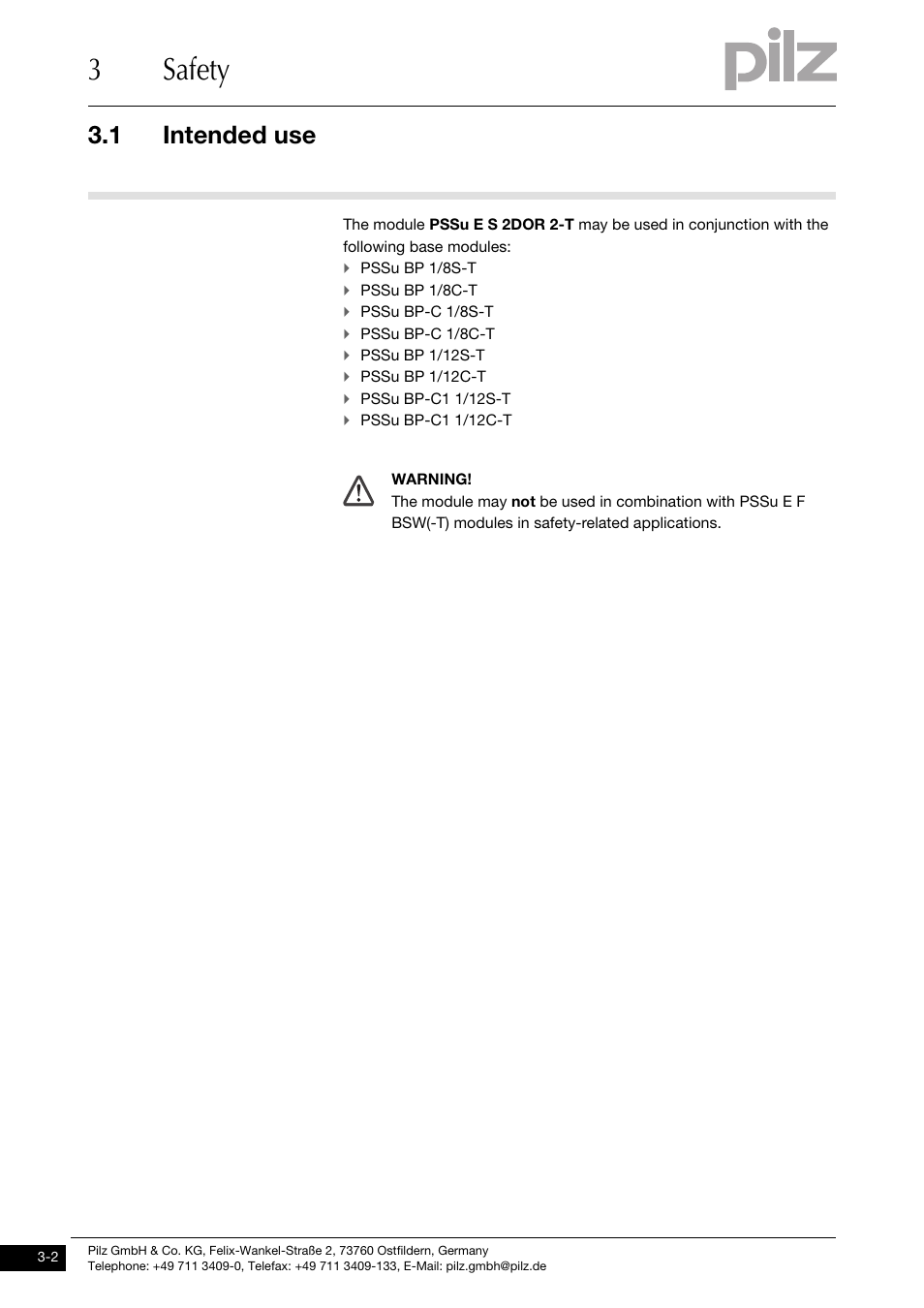 3safety, 1 intended use | Pilz PSSu E S 2DOR 2 User Manual | Page 14 / 37