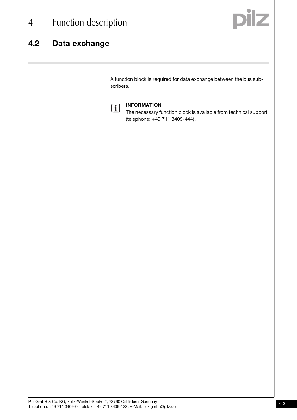 Data exchange, 4function description, 2 data exchange | Pilz PSSu E S RS485 User Manual | Page 19 / 41