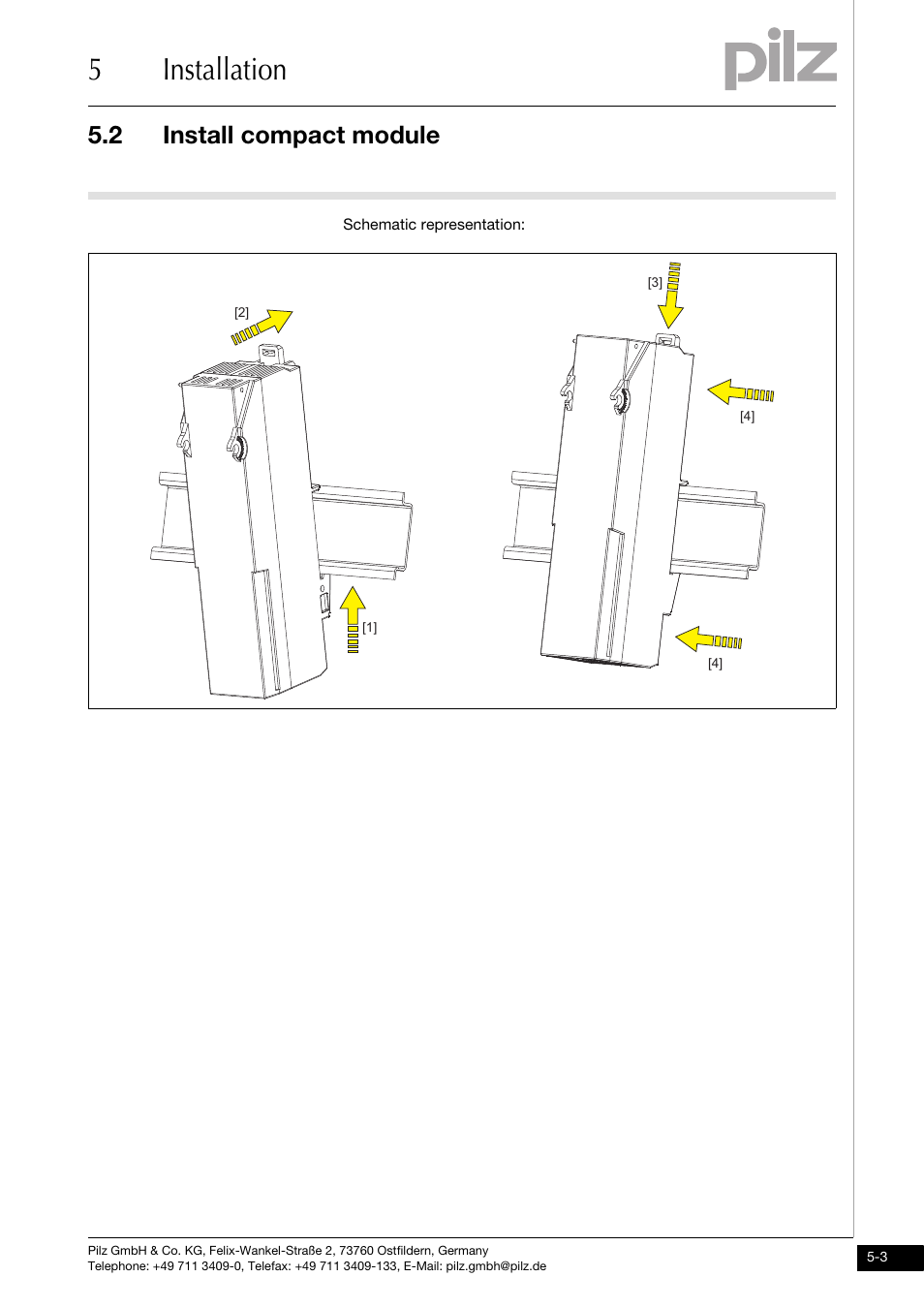 5installation, 2 install compact module | Pilz PSSu K S RS232 User Manual | Page 17 / 29