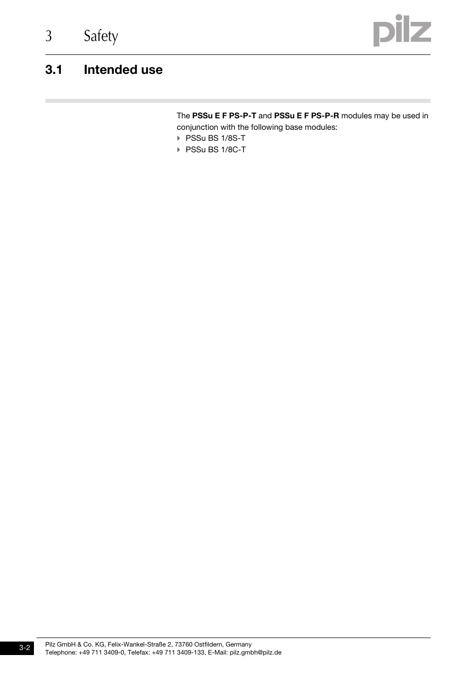 3safety, 1 intended use | Pilz PSSu E F PS-P User Manual | Page 14 / 37