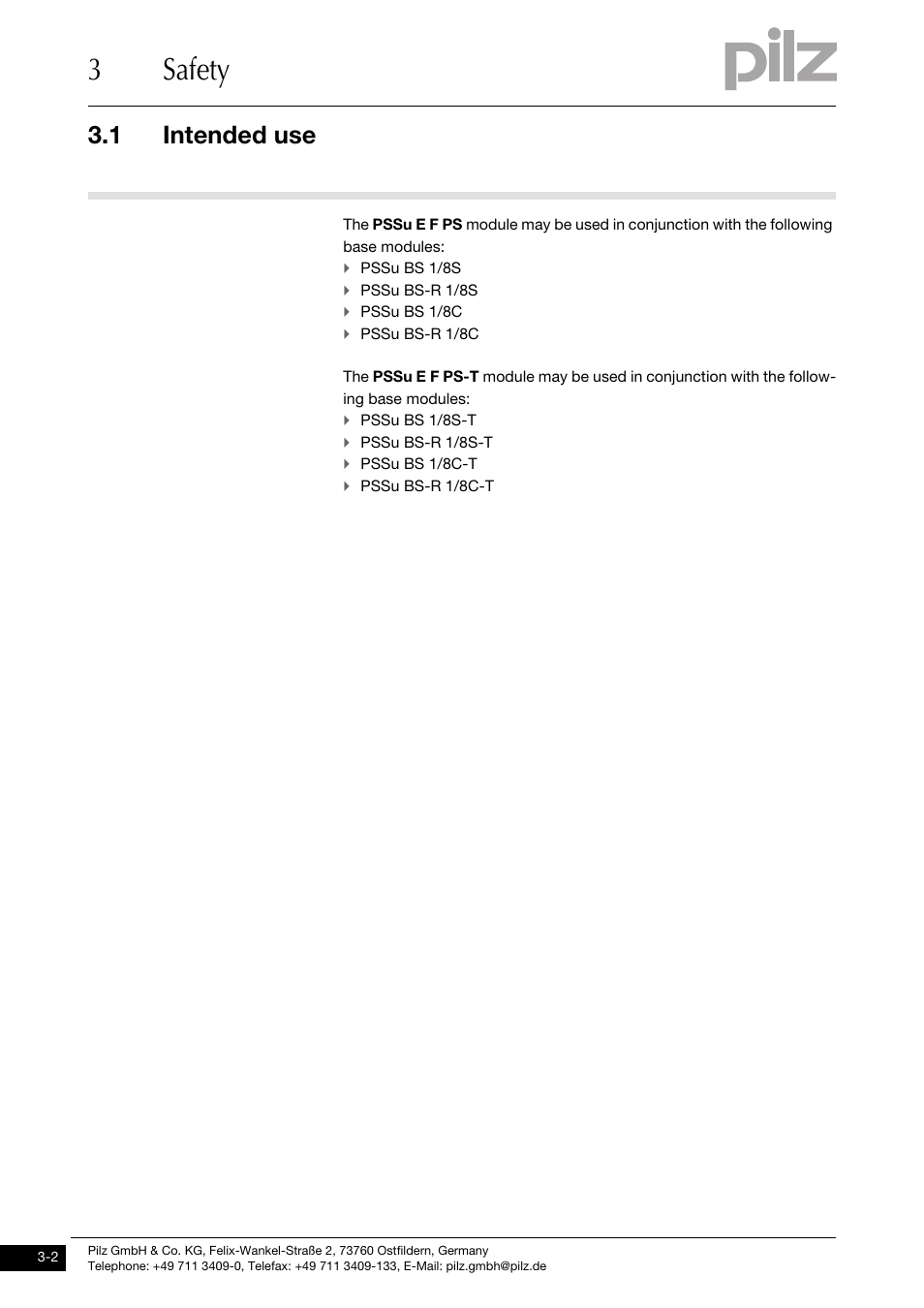 3safety, 1 intended use | Pilz PSSu E F PS User Manual | Page 14 / 43