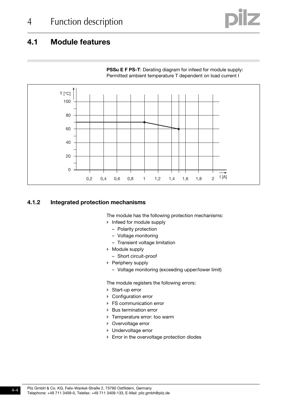 Integrated protection mechanisms, 4function description, 1 module features | 2 integrated protection mechanisms | Pilz PSSu E F PS User Manual | Page 20 / 43