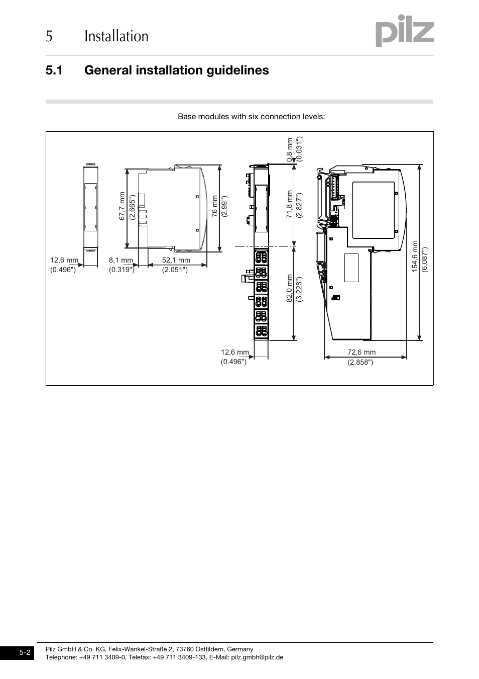 5installation, 1 general installation guidelines | Pilz PSSu E PS-P 5V User Manual | Page 18 / 33