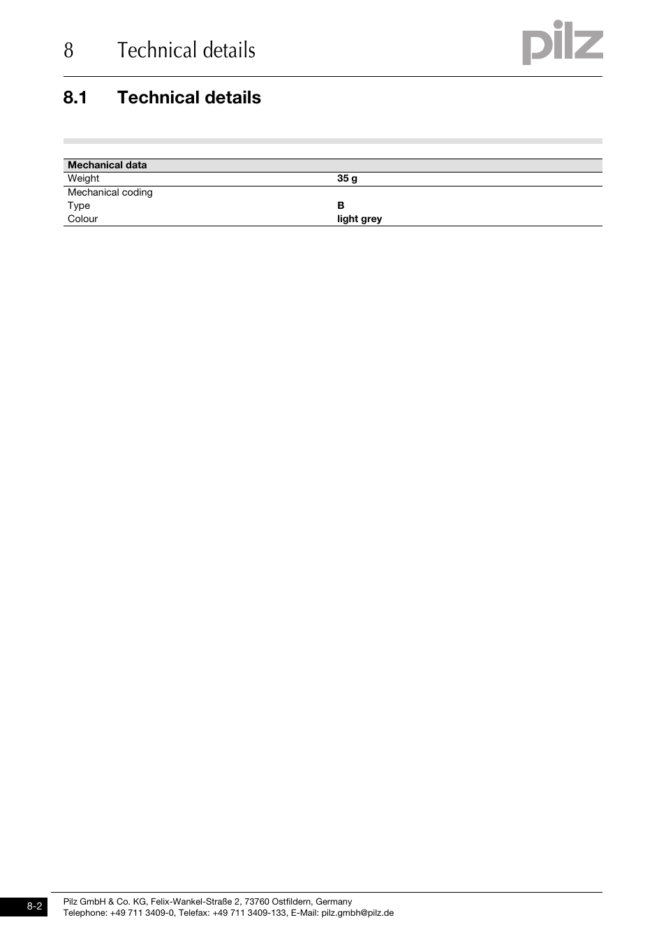 8technical details, 1 technical details | Pilz PSSu E PS-P 5V User Manual | Page 30 / 33