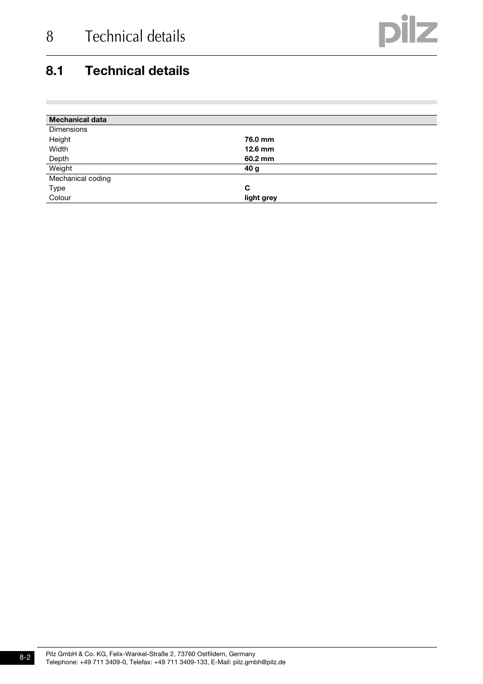 8technical details, 1 technical details | Pilz PSSu E PS-P +/-10V User Manual | Page 30 / 33