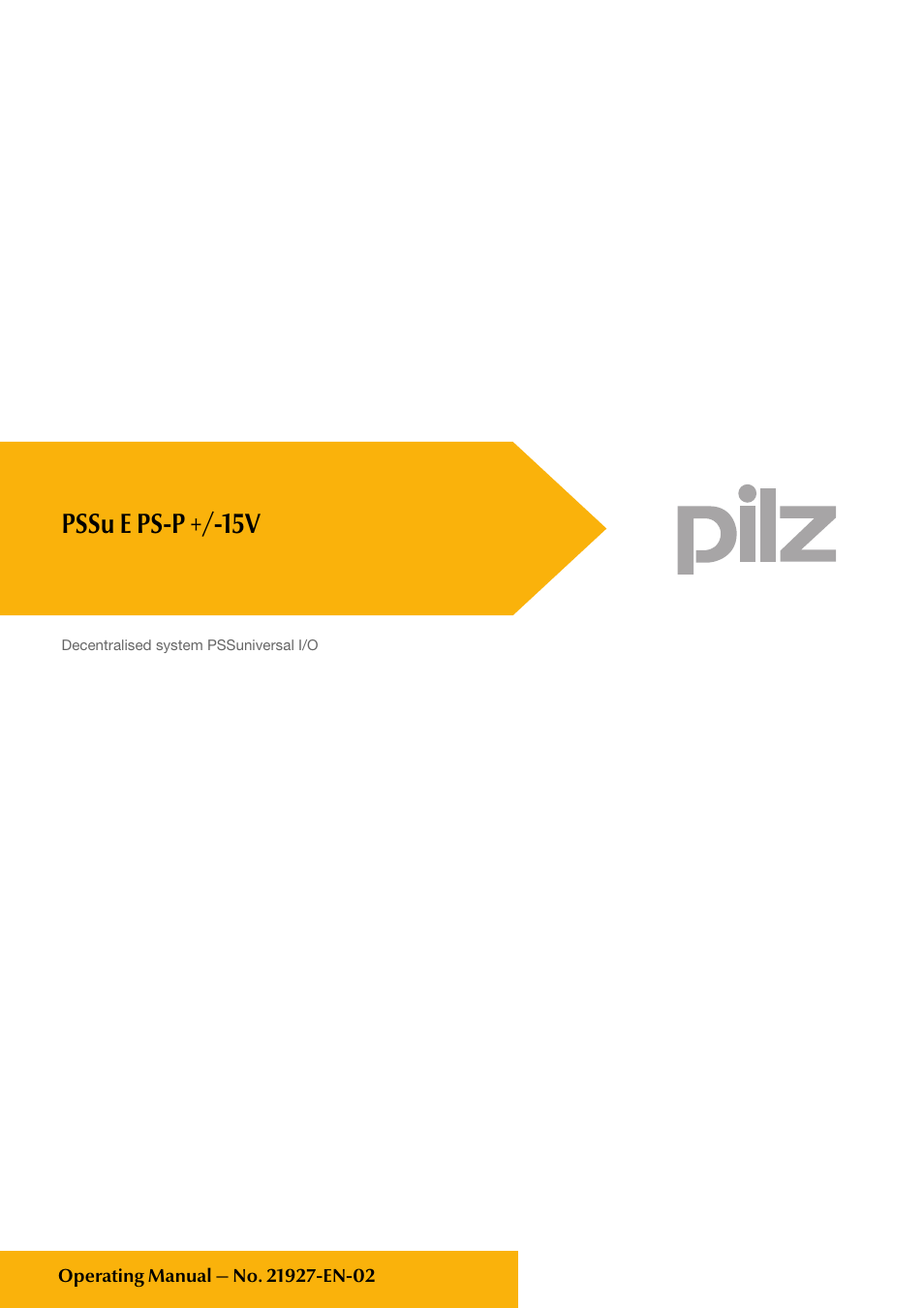 Pilz PSSu E PS-P +/-15V User Manual | 33 pages