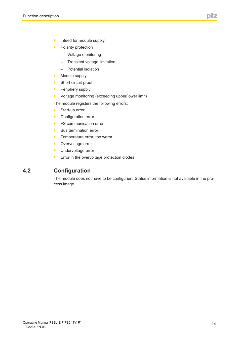 2 configuration, Configuration | Pilz PSSu E F PS2 User Manual | Page 14 / 31