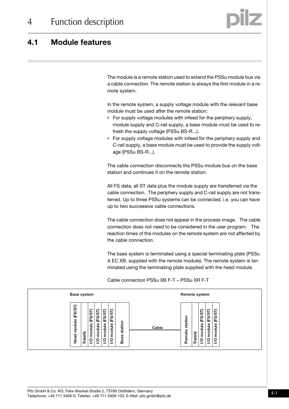 Function description, Module features, 4function description | 1 module features | Pilz PSSu XR F -T User Manual | Page 13 / 25
