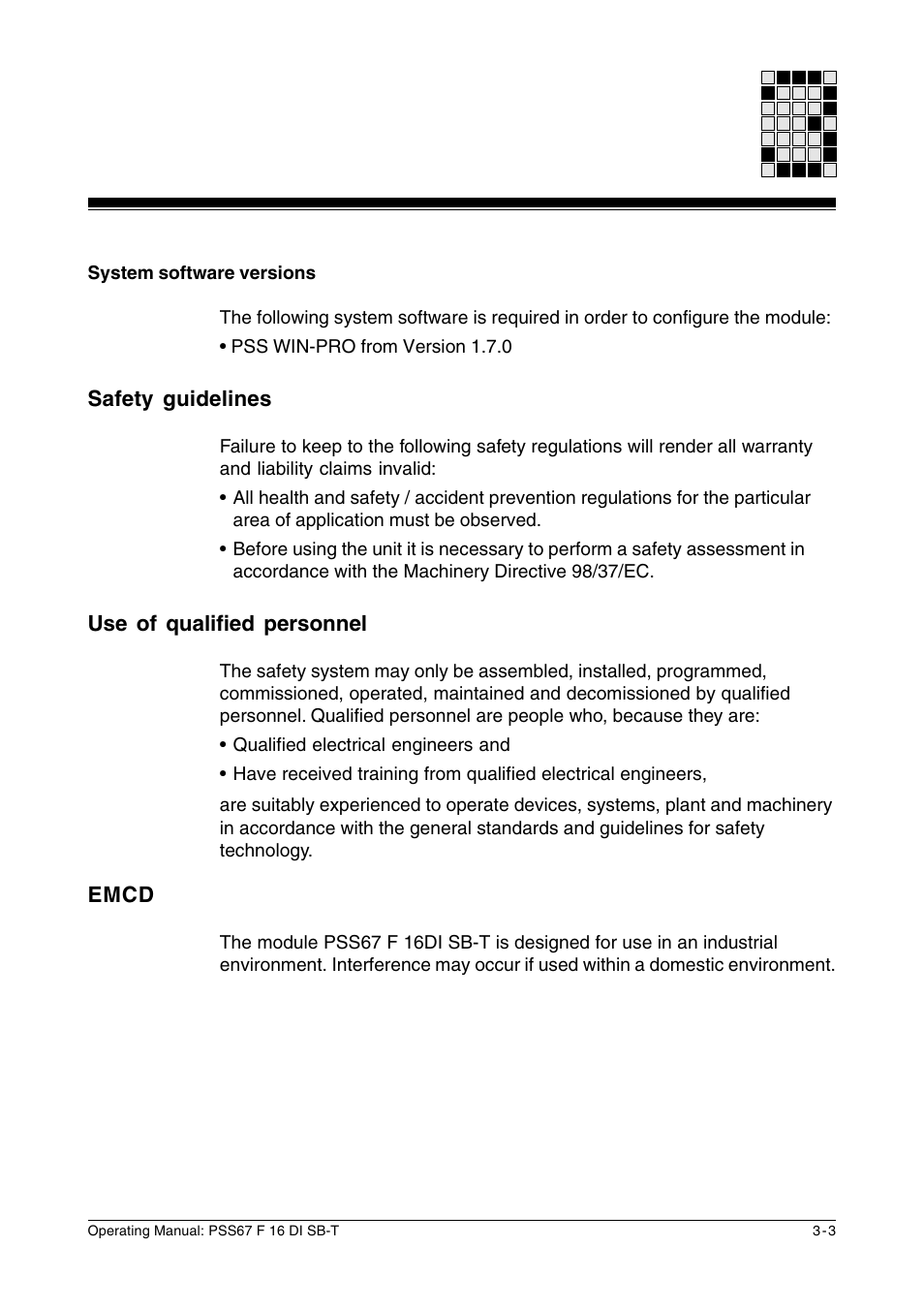 Safety guidelines, Use of qualified personnel, Emcd | Pilz PSS67 F 16DI SB-T User Manual | Page 15 / 51