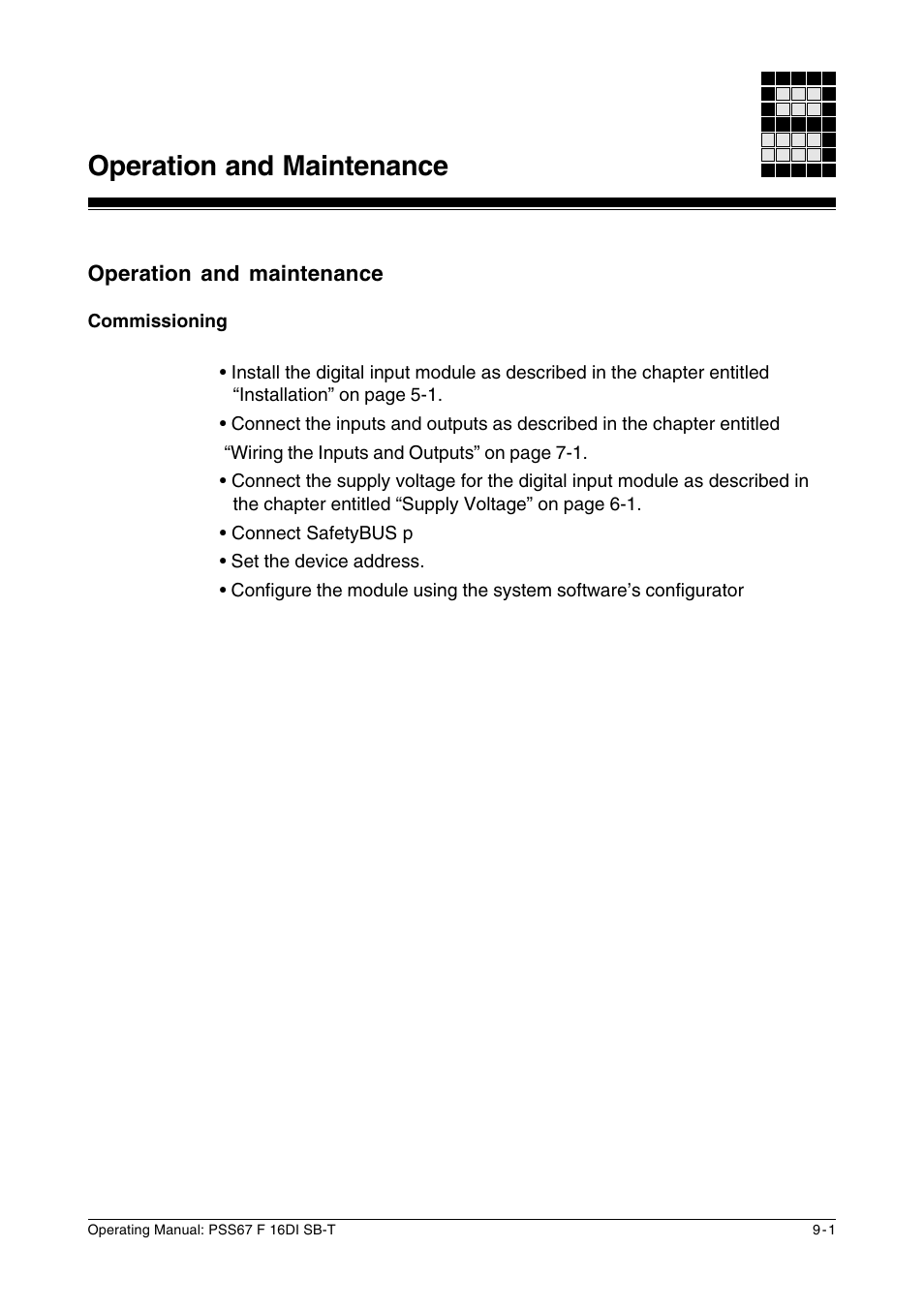 Operation and maintenance, Commissioning | Pilz PSS67 F 16DI SB-T User Manual | Page 41 / 51