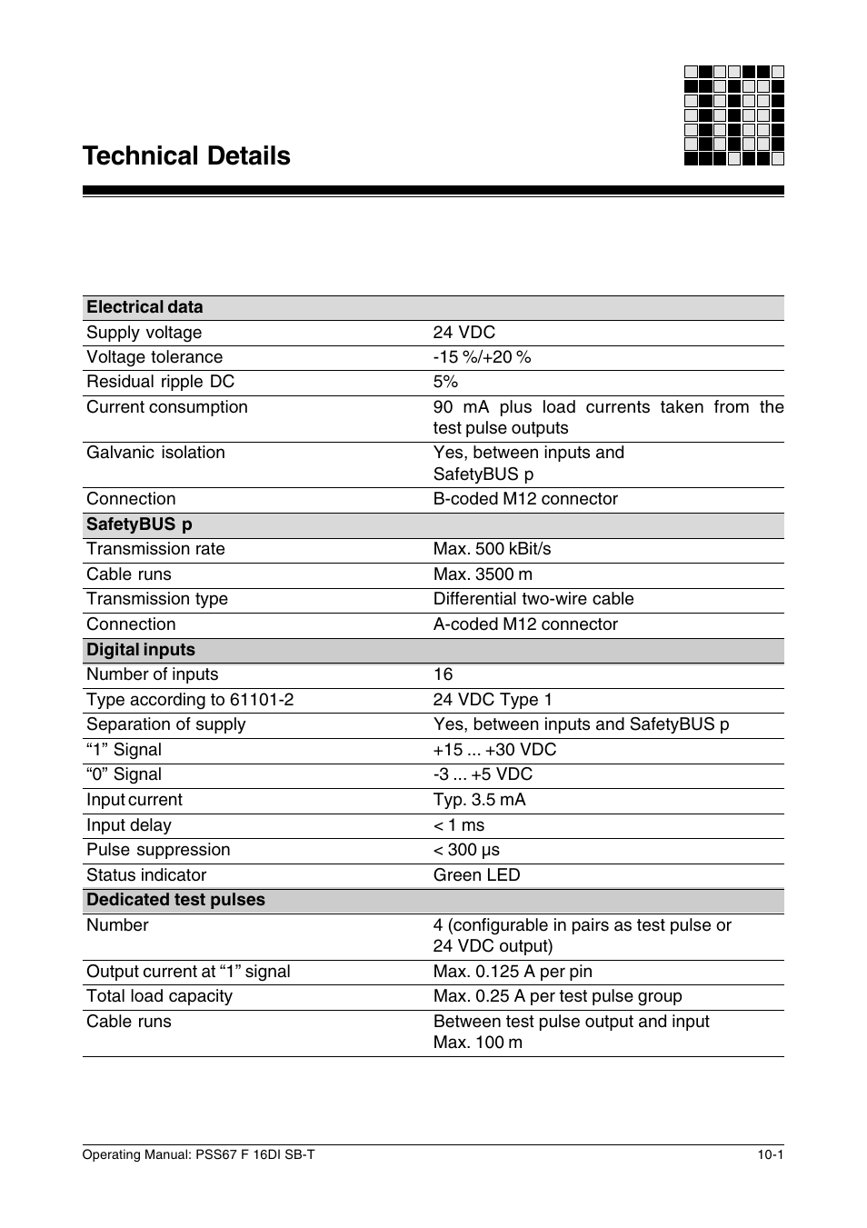 Technical details | Pilz PSS67 F 16DI SB-T User Manual | Page 47 / 51