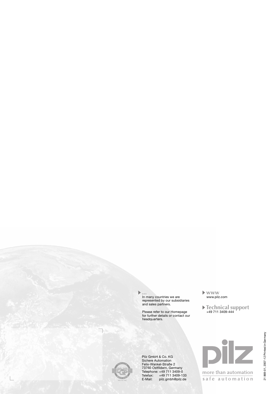 Technical support | Pilz PSS67 F 16DI SB-T User Manual | Page 51 / 51