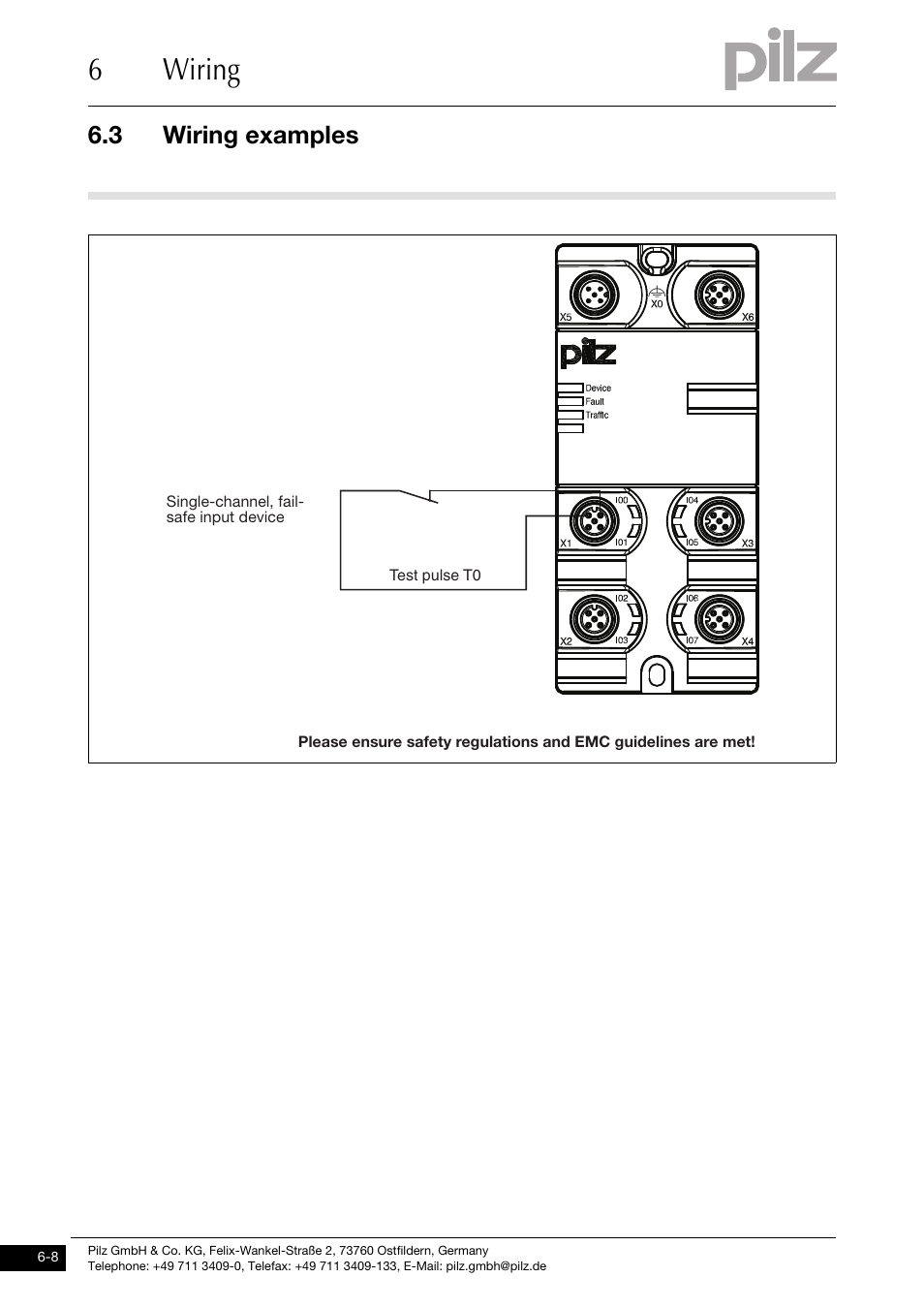 6wiring, 3 wiring examples | Pilz PDP67 F 8DI ION User Manual | Page 24 / 32