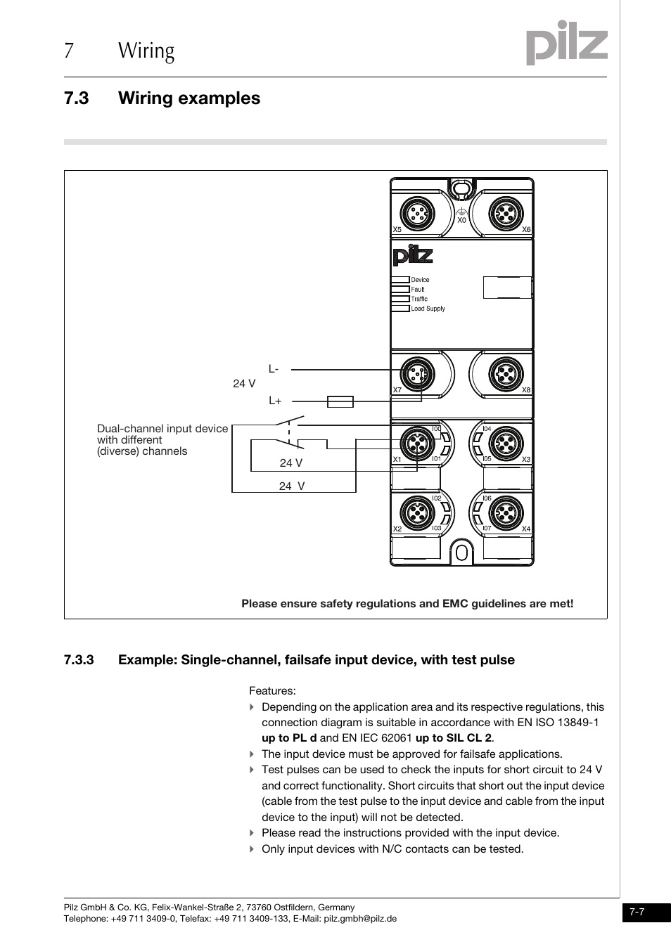 7wiring, 3 wiring examples | Pilz PDP67 F 8DI ION HP User Manual | Page 27 / 37