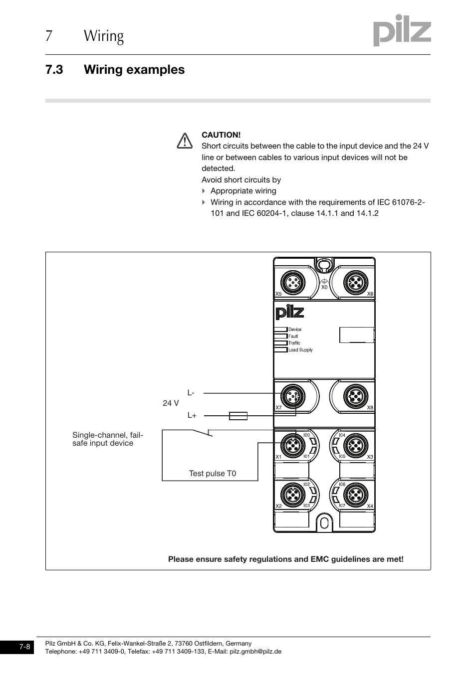 7wiring, 3 wiring examples | Pilz PDP67 F 8DI ION HP User Manual | Page 28 / 37