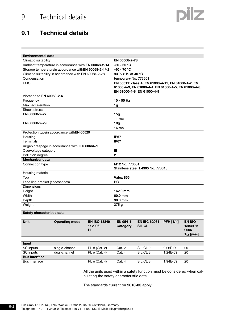 9technical details, 1 technical details | Pilz PDP67 F 8DI ION HP User Manual | Page 34 / 37