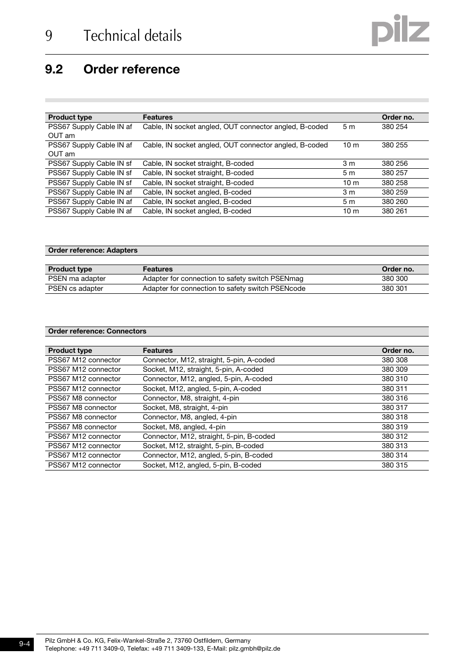 9technical details, 2 order reference | Pilz PDP67 F 8DI ION HP User Manual | Page 36 / 37
