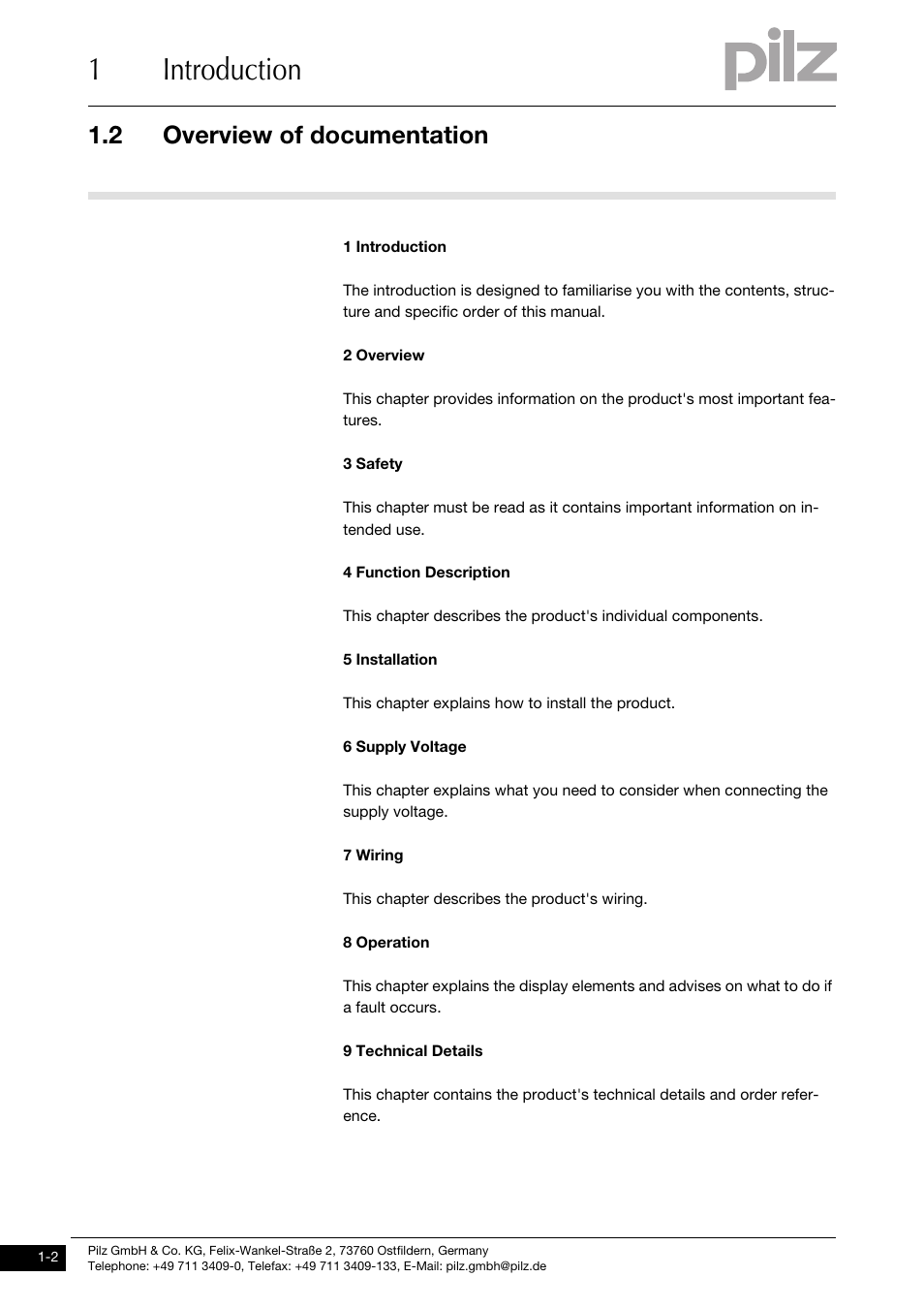 Overview of documentation, 1introduction, 2 overview of documentation | Pilz PDP67 F 8DI ION HP User Manual | Page 6 / 37