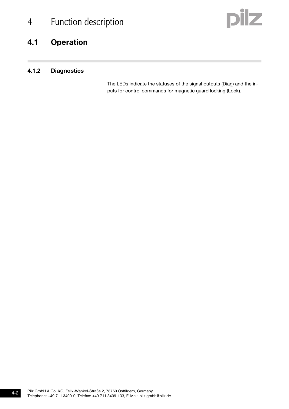 2 diagnostics, 4function description, 1 operation | Pilz PDP67 F 4 code User Manual | Page 14 / 31