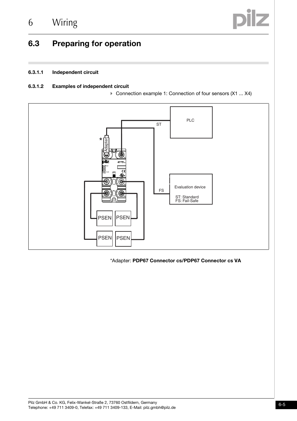 1 independent circuit, 2 examples of independent circuit, 6wiring | 3 preparing for operation | Pilz PDP67 F 4 code User Manual | Page 21 / 31