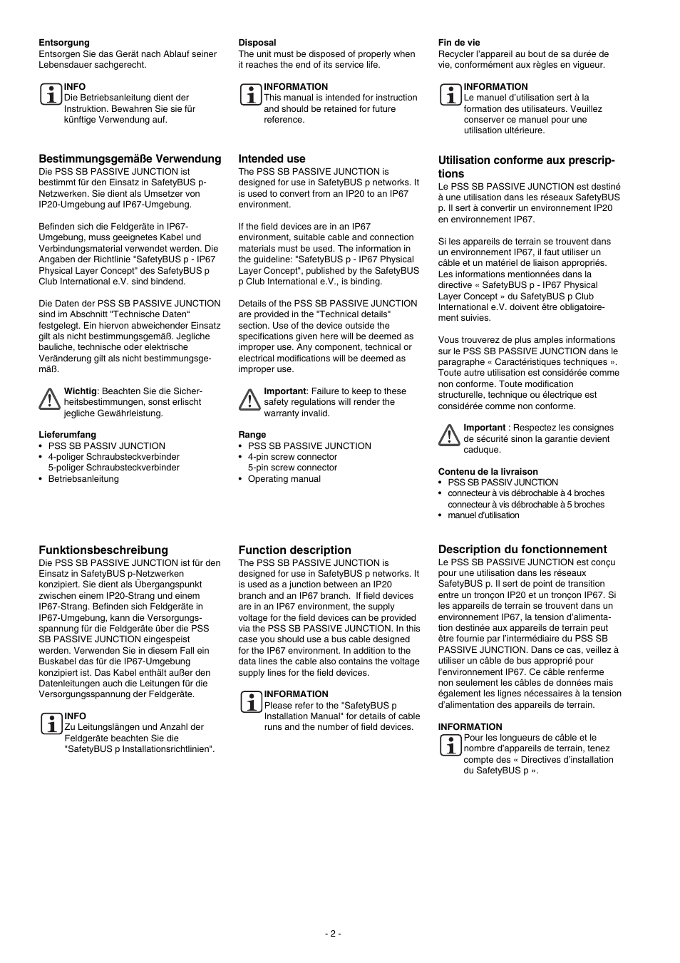 Pilz PSS SB Passive Junction User Manual | Page 2 / 8