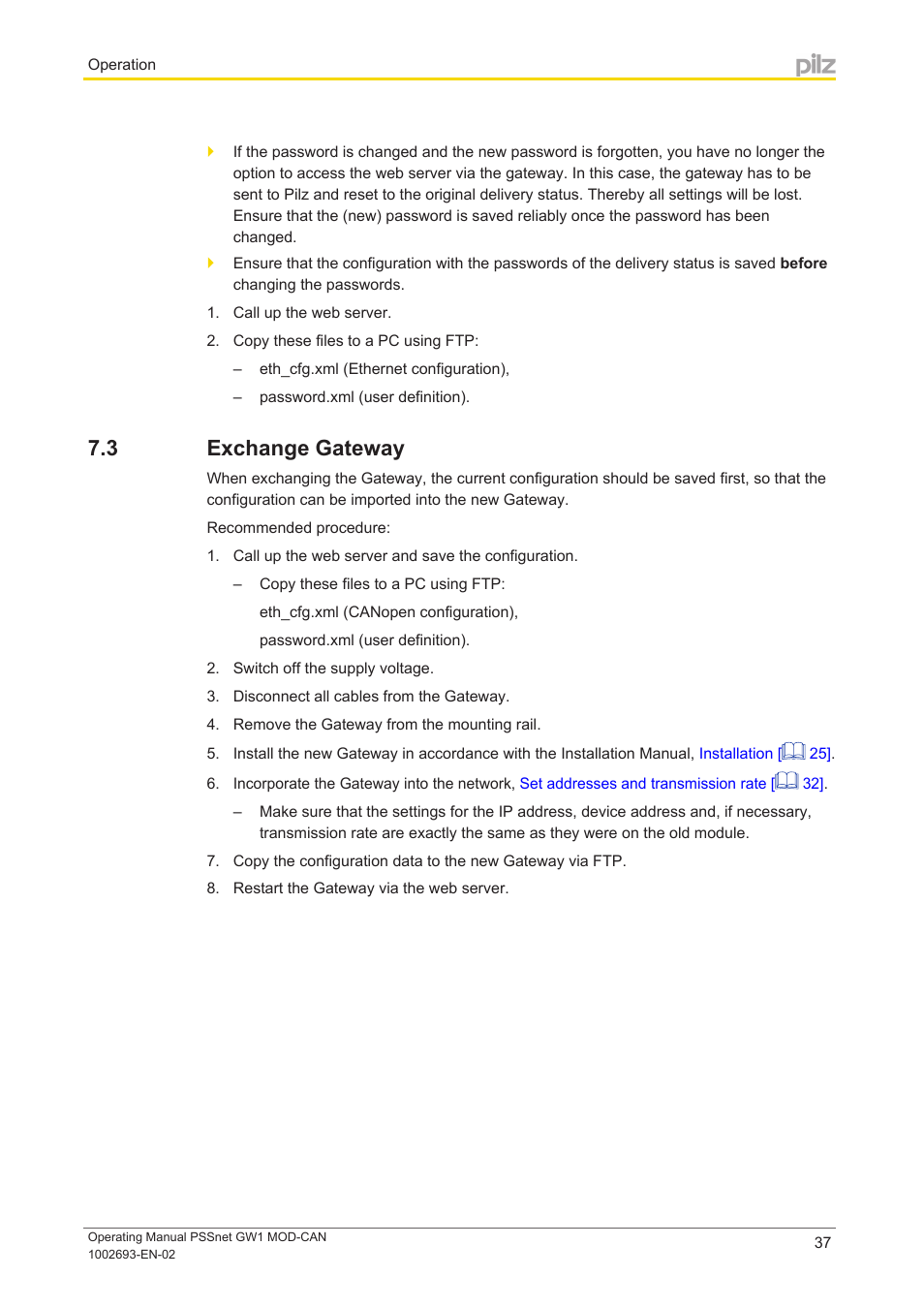 3 exchange gateway, Exchange gateway | Pilz PSSnet GW1 MOD-CAN User Manual | Page 37 / 42