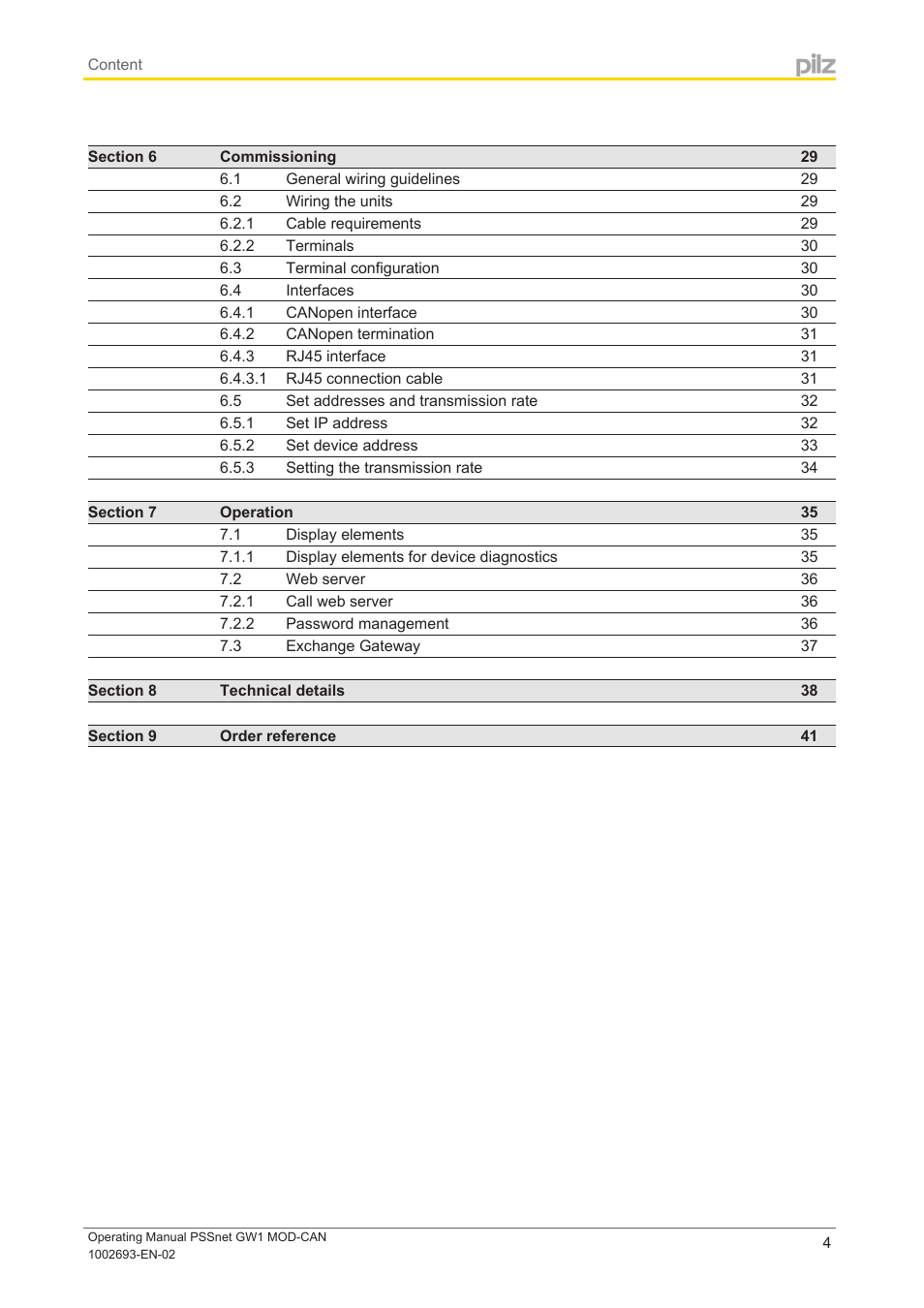 Pilz PSSnet GW1 MOD-CAN User Manual | Page 4 / 42