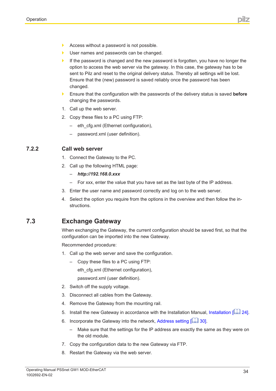 2 call web server, 3 exchange gateway, Call web server | Exchange gateway | Pilz PSSnet GW1 MOD-EtherCAT User Manual | Page 34 / 39