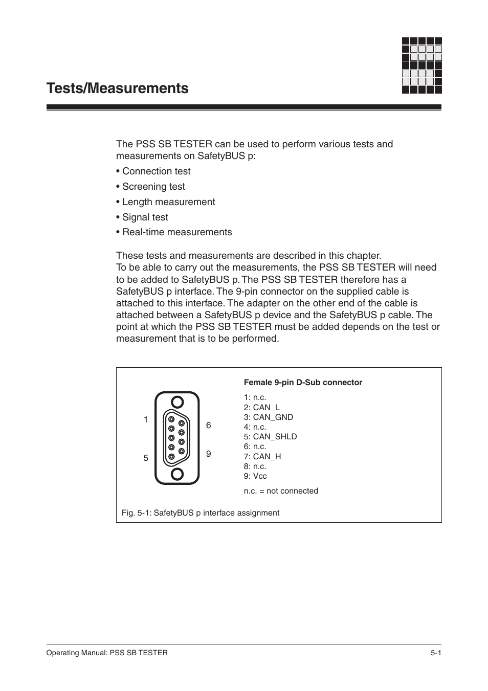 Tests/measurements | Pilz PSS SB TESTER D User Manual | Page 19 / 47
