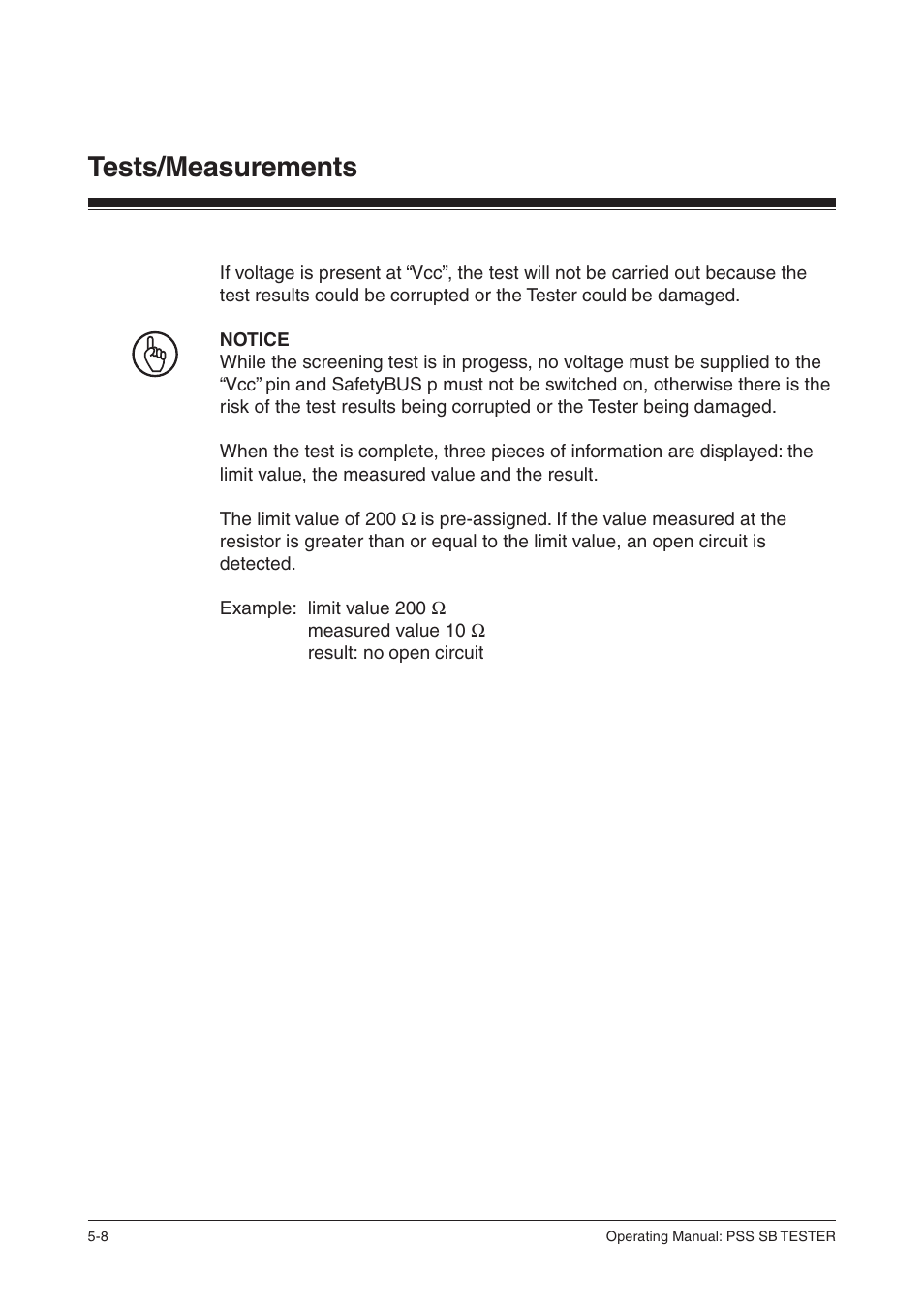 Tests/measurements | Pilz PSS SB TESTER D User Manual | Page 26 / 47