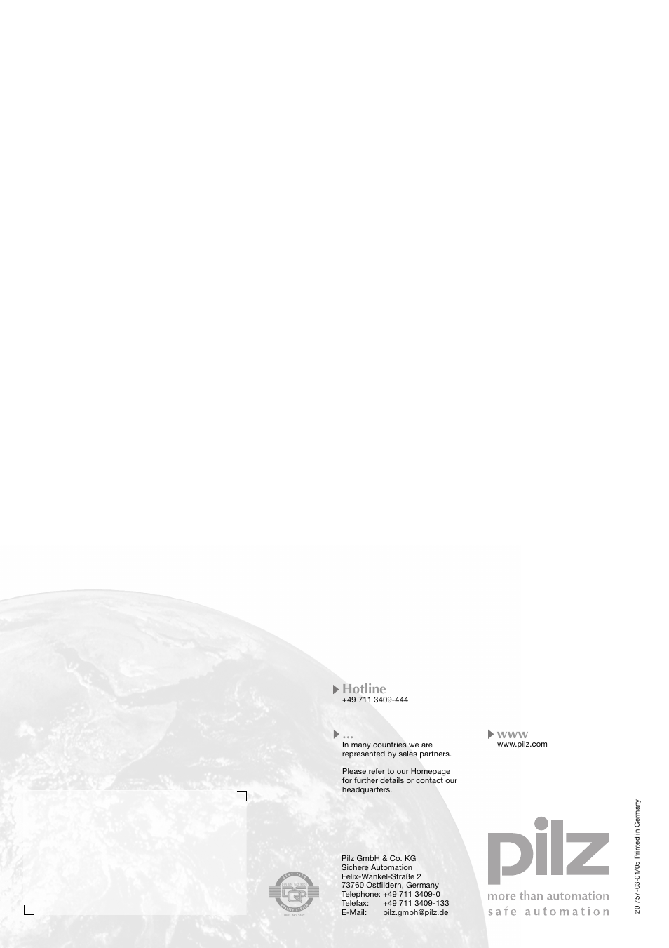 Contact addresses | Pilz PSS SB TESTER D User Manual | Page 47 / 47