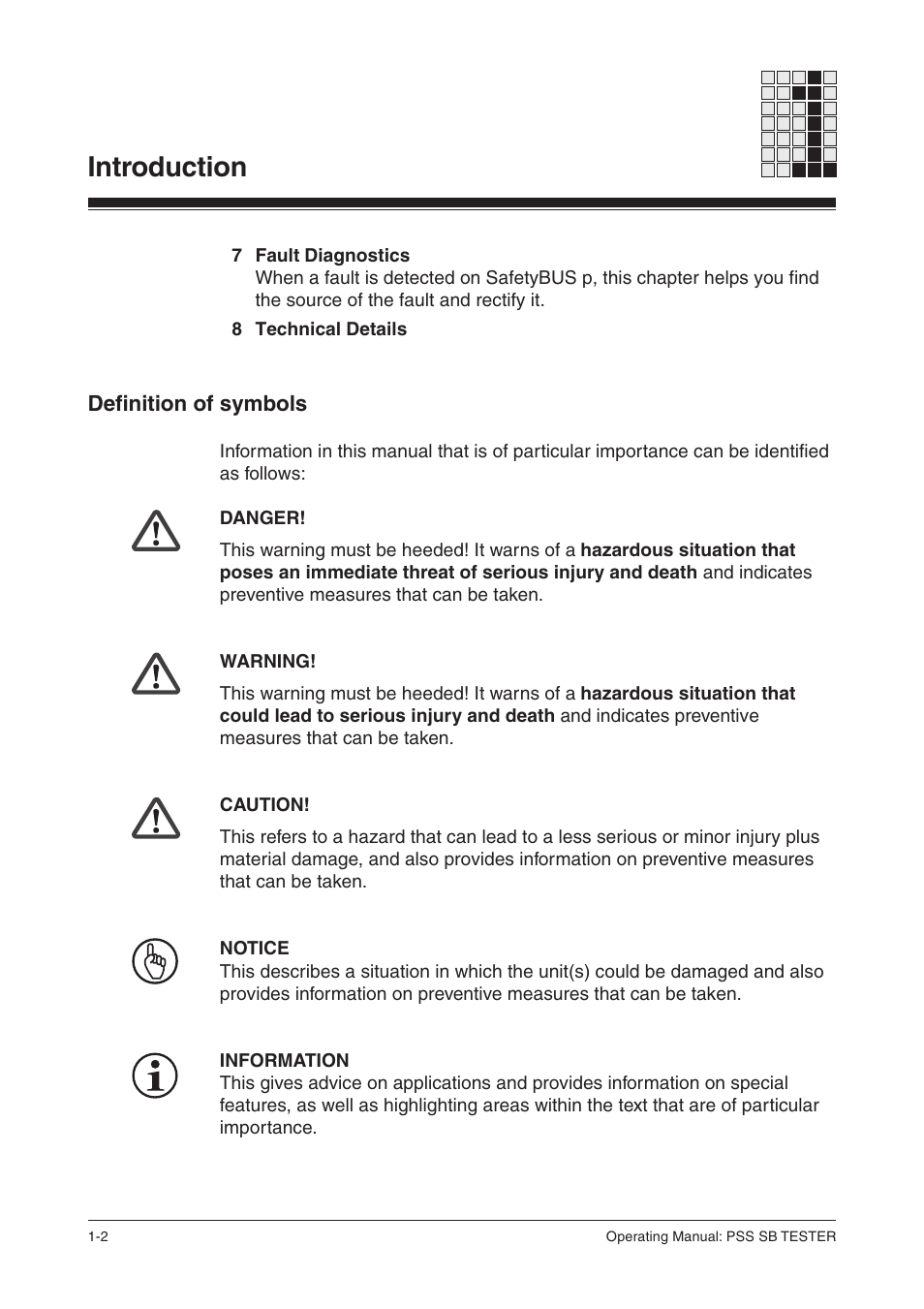 Definition of symbols, Introduction | Pilz PSS SB TESTER D User Manual | Page 6 / 47