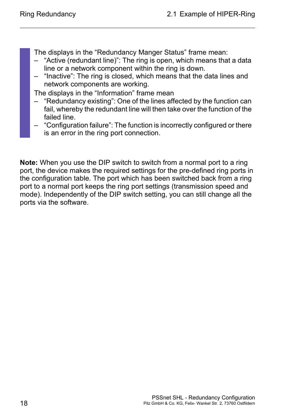 Pilz PSSnet SHL 8T MRP User Manual | Page 18 / 86