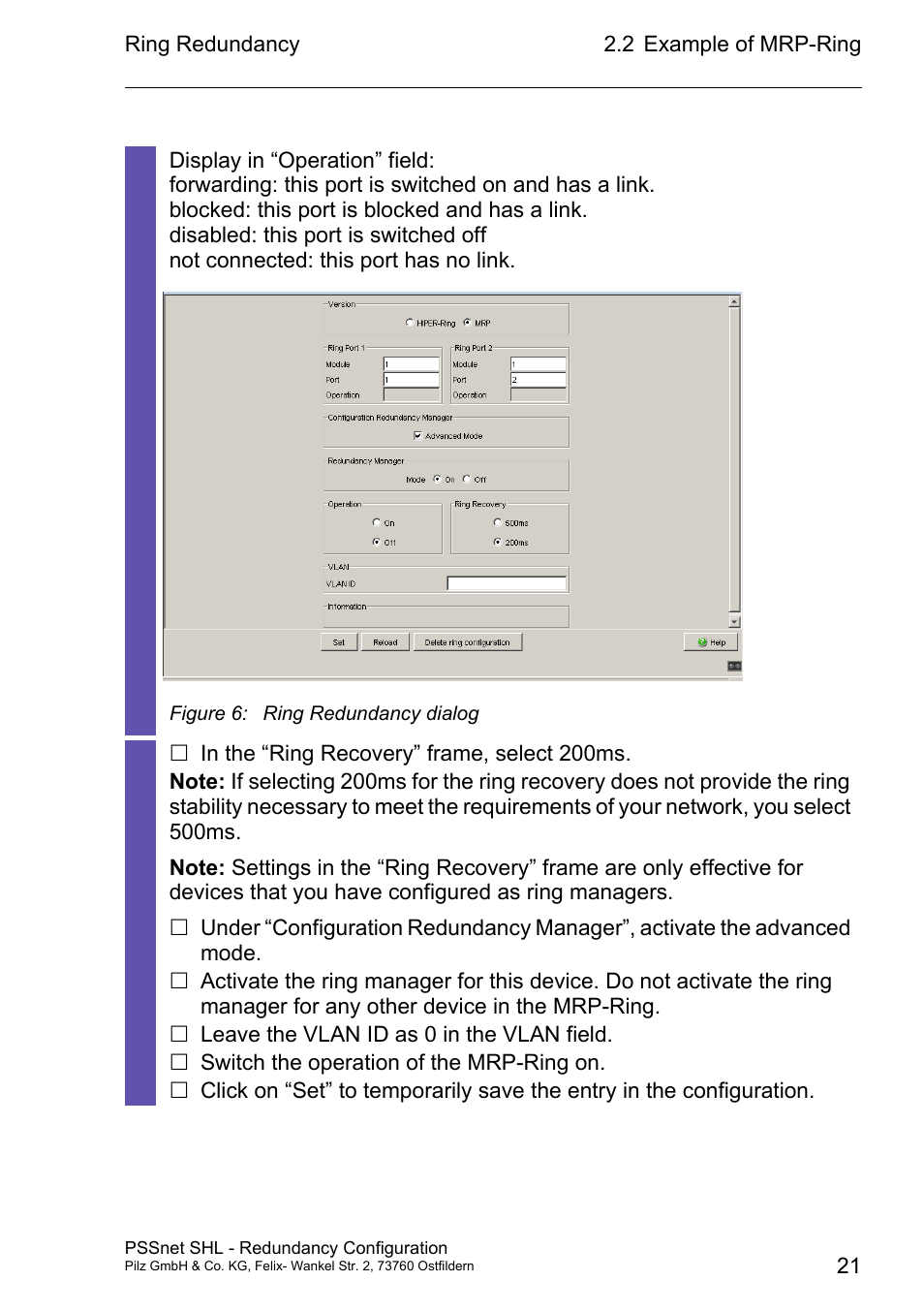 Pilz PSSnet SHL 8T MRP User Manual | Page 21 / 86