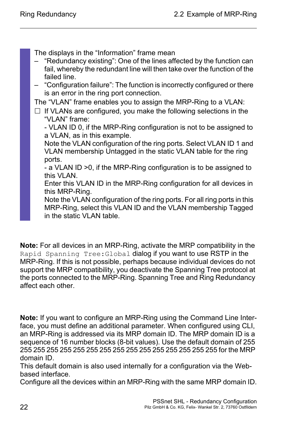 Pilz PSSnet SHL 8T MRP User Manual | Page 22 / 86