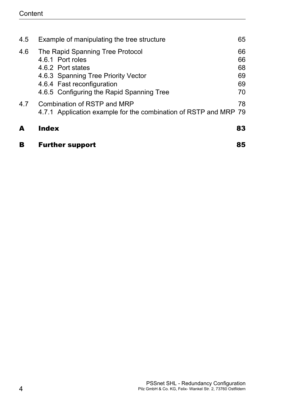 Pilz PSSnet SHL 8T MRP User Manual | Page 4 / 86