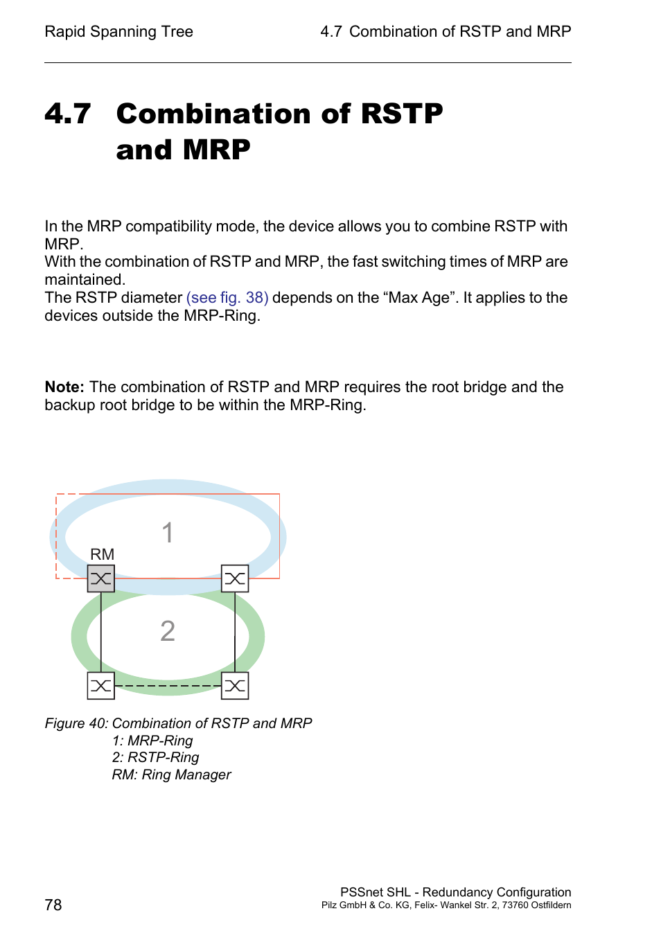 Combination of rstp and, 7 combination of rstp and mrp | Pilz PSSnet SHL 8T MRP User Manual | Page 78 / 86