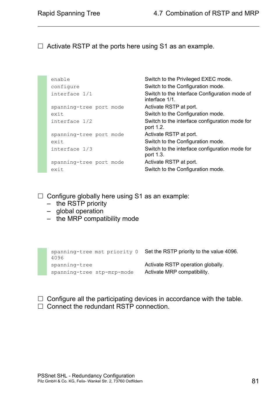 Pilz PSSnet SHL 8T MRP User Manual | Page 81 / 86