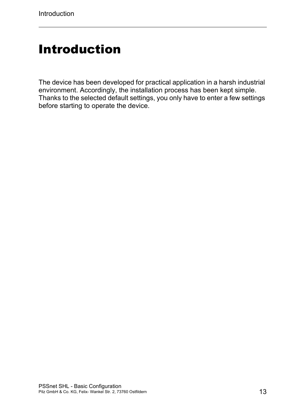 Note:introduction, Introduction | Pilz PSSnet SHL 8T MRP User Manual | Page 12 / 203