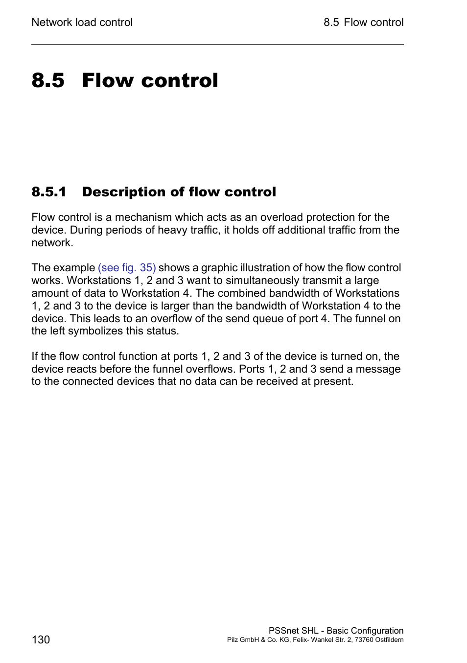 Flow control, 1 description of flow control, 5 flow control | Pilz PSSnet SHL 8T MRP User Manual | Page 129 / 203